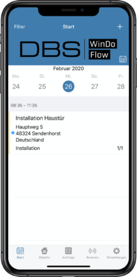 DBS WinDo Flow MontageProfi_Homescreen